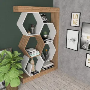 Decorotika Artemis Bookcase Bookshelf Shelving Unit Hexagon Shelves