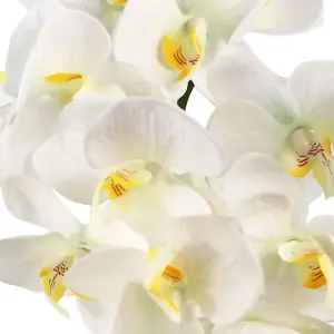 52cm Artificial Orchid Large - White / Gold