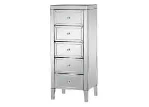 Birlea Valencia 5 Drawer Narrow Chest Mirrored