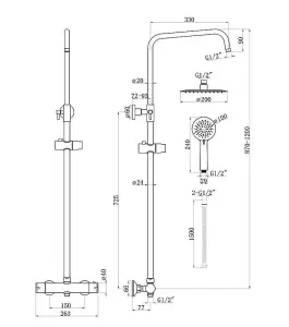 Aquarius Chrome Exposed Thermostatic Bar Shower Overhead and Handheld Shower AQSH0586