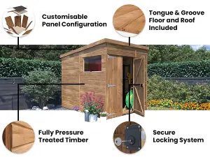 Dunster House Bike Shed 1.8m x 2.4m Storage Garden Building Wooden Pressure Treated Overlord Pent