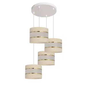 Luminosa Helen Cluster Pendant Ceiling Light Ecru, Gold, White 35cm