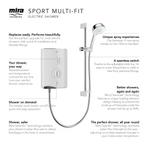 Mira Sport multi-fit Gloss White Electric Shower, 9.8kW