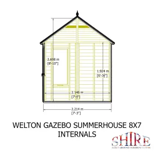 Welton Hexagonal 8x7ft summerhouse with 2 opening windows