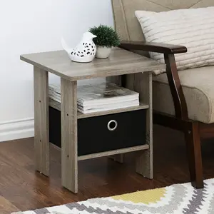 Joseph Side Table Nightstand with Bin Drawer, 2 per set (Set of 2) French Oak