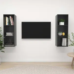 Berkfield Wall-mounted TV Cabinets 2 pcs High Gloss Grey Engineered Wood