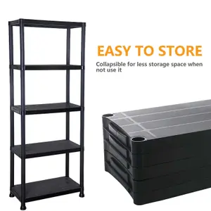 5 Tier Plastic Racking Shelf Heavy Duty Garage Shelving Storage Unit Organiser