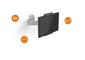 Durable Aluminium Tablet Holder iPad Wall Arm Mount - Lockable & Rotatable