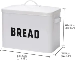 simpa Classic Vintage Inspired Large White Metal Bread Bin.