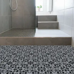 Dark Cement Seamless Floral Pattern Self-adhesive kitchen, bathroom, home floor