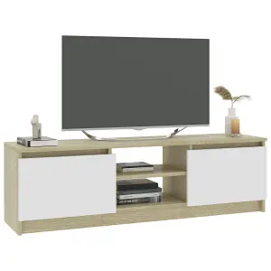 Berkfield TV Cabinet White and Sonoma Oak 120x30x35.5 cm Engineered Wood