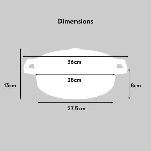 Cast Iron Casserole Dish 28cm Oven Proof Enamelled Pan with Lid