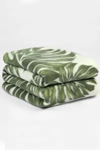 Tropical Leaf Print Polar Fleece Throw