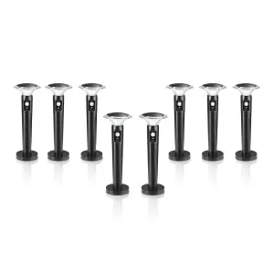 Auraglow LED Motion Sensor Garden Path Light - 8 Pack With Spike and Mounting Base