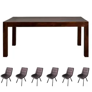 Dakota Mango Wooden 6Ft Large Dining Table Set With 6 Chairs