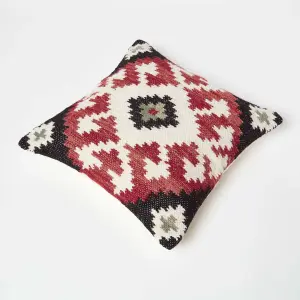 Homescpaes Tawa Handwoven Traditional Red & Black Kilim Cushion 45 x 45 cm