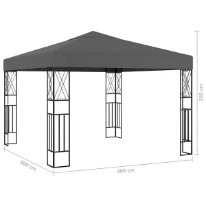 Berkfield Gazebo with LED String Lights 3x3 m Anthracite Fabric