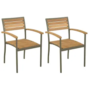 Berkfield Stackable Outdoor Chairs 2 pcs Solid Acacia Wood and Steel