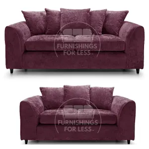 Monaco Chenille Fabric Sofa Set 3 and 2 Seater sofa   Purple