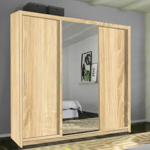 Sliding Wardrobes 4U Meldon Tripple Sliding Door Wardrobe in 6 Colors White, Black, Grey, Oak, Wenge & Walnut - W2500mm, H2170mm