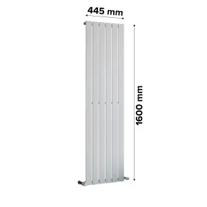 Ximax Vertirad Single HW160044W White Vertical Designer 2544BTU Radiator, (W)445mm x (H)1600mm