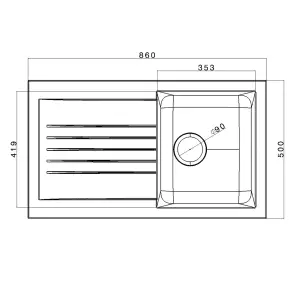 Liquida KAVL860BL 1.0 Bowl Composite Reversible Black Kitchen Sink And Waste Kit