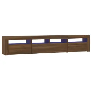 Berkfield TV Cabinet with LED Lights Brown Oak 210x35x40 cm