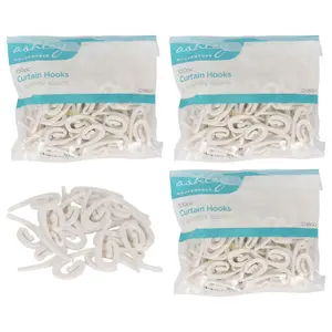 Ashley Plastic Curtain Hooks - White - Pack of 400