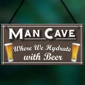 Red Ocean Man Cave Hydrate Funny Home Bar Gift Hanging Plaque Husband Sign