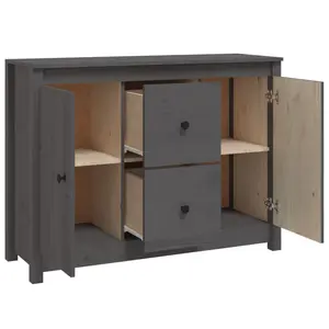 Torres 100Cm 2 Drawer Solid Wood Highboard Grey