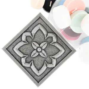 (Pack of 4 Tiles) Niche Tiles Crown Metal Nickel 9.5cm. x 9.5cm. Handmade Decorative Tile