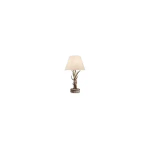 Luminosa Chalet 1 Light Wood Table Lamp Brown with Shade, E27