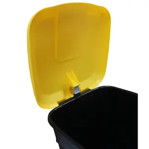 Pedal Operated Litter Bin - 50 Litre - Yellow Lid