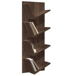 Alpen Home Wall Bookshelf 4-Tier Smoked Oak 33X16x90 Cm Brown Oak