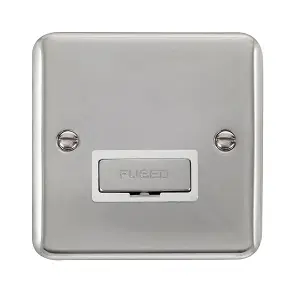 Curved Polished Chrome 13A Fused Ingot Connection Unit - White Trim - SE Home