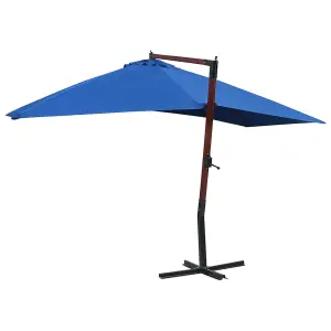 Berkfield Hanging Parasol with Wooden Pole 400x300 cm Blue