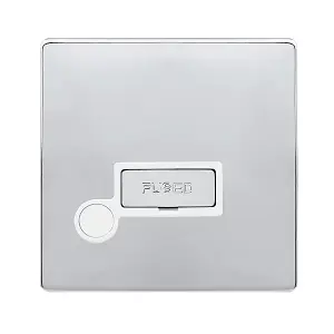 Polished Chrome Screwless Plate 13A Fused Ingot Connection Unit With Flex - White Trim - SE Home