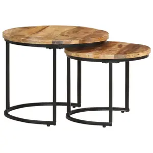 Adalbert Solid Acacia Wood 2 Piece Nest of Tables