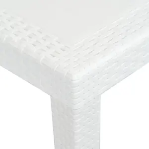 Berkfield Garden Table White 220x90x72 cm Plastic Rattan Look