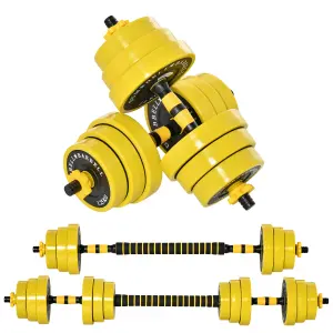 HOMCOM 20KG Barbell & Dumbbell Set Fitness Exercise Home Gym Plate Bar Clamp Rod