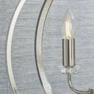 Hanging Ceiling Pendant Light Bright Nickel Globe Shade 3 Bulb Orb Loop Lamp