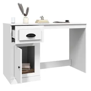 Berkfield Desk with Drawer White 115x50x75 cm Engineered Wood