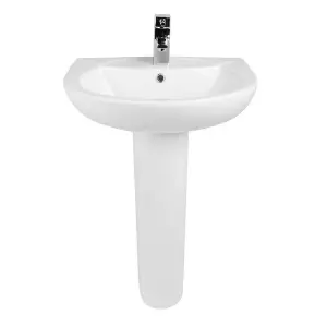 SunDaze Bathroom Cloakroom Full Pedestal 540mm Basin Compact Single Tap Hole Sink