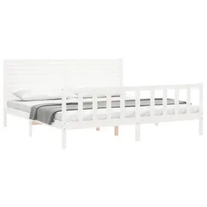 Berkfield Bed Frame with Headboard White 200x200 cm Solid Wood