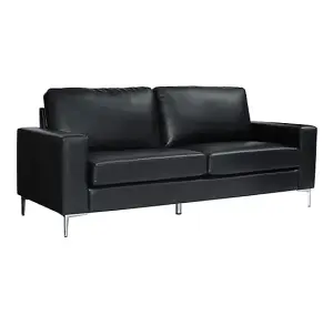 Baltic Faux Leather 3 Seater Sofa In Black