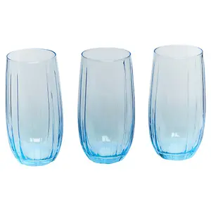 Queensway Home & Dining Combopack of 380/500ml 12 Pcs Linka Light Blue Coloured Glassware Cup Tall Short Cocktail Tumblers Sets