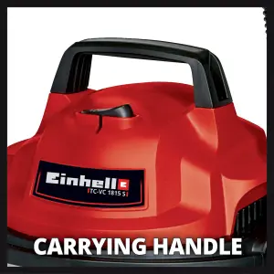 Einhell Electric Wet And Dry Vacuum Cleaner 15L Steel Tank 1250W Castor Wheels TC-VC 1815 S Corded Electric