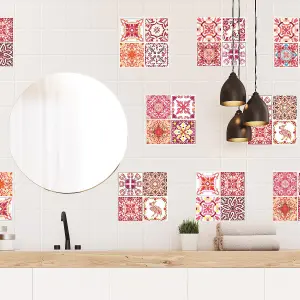 Walplus Moroccan Rose Red Mosaic Tile Stickers PVC