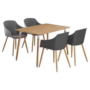 Eden Halo Dining Set with an Oak Dining Table and 4 Grey Dining Chairs