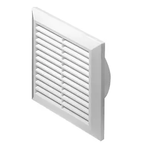 170 mm x 170 mm White Air Vent Grille for 100 mm Round Duct Hose Pipe Connection